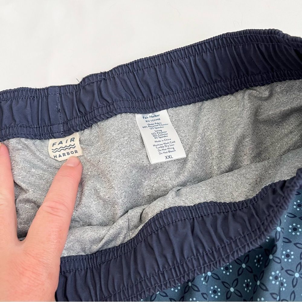 Fair Harbor Swim Trunks Men XXL Swim Shorts Lined Zip Pockets Elastic Waist Blue - Picture 4 of 5